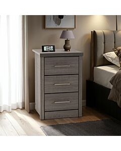 Lisbon 3 Drawer Bedside - Black Wood Grain