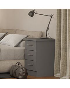 Nevada 3 Drawer Bedside - 3D Effect Grey