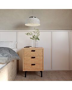 Leon 3 Drawer Bedside - Medium Oak Effect