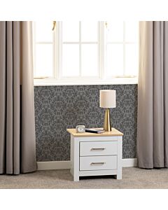 Portland 2 Drawer Bedside - White/Oak Effect