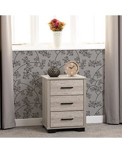Oliver 3 Drawer Bedside - Light Oak Effect