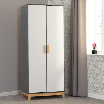 Cleveland 2 Door Wardrobe
White/Grey Metal Effect