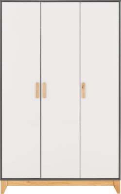 Cleveland 3 Door Wardrobe
White/Grey Metal Effect