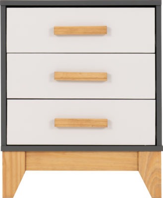 Cleveland 3 Drawer Bedside
White/Grey Metal Effect
