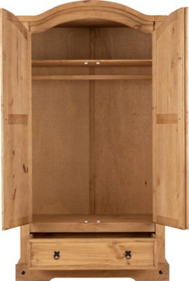 Corona 2 Door 1 Drawer Wardrobe
Distressed Waxed Pine