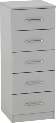 Dakota 5 Drawer Narrow Chest
Light Grey