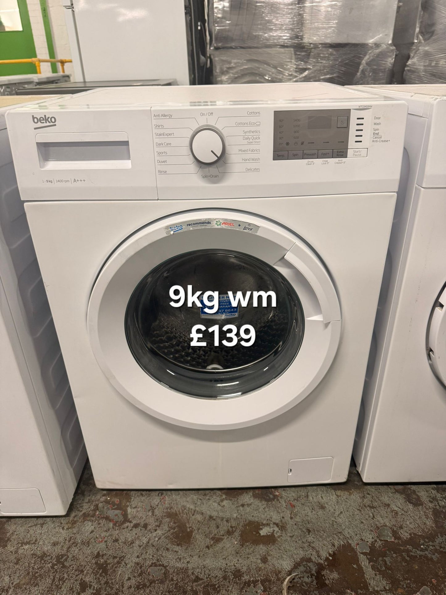 Beko WTG941B4W 9kg washing machine Refurbished | 120 Day Warranty | Free Delivery