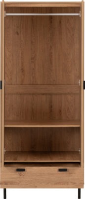 Leon 2 Door 1 Drawer Wardrobe
Medium Oak Effect
