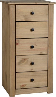 Panama 5 Drawer Narrow Chest
Natural Wax