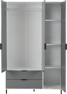 Madrid 3 Door 2 Drawer Mirrored Wardrobe
Grey/White Gloss