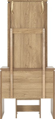 Charles 1 Drawer Dressing Table Set
Oak Effect Veneer with Walnut Trim/Brown Faux Leather
