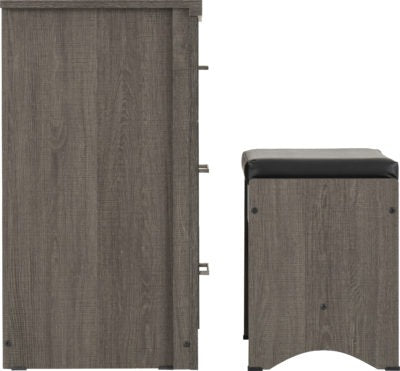 Lisbon 2 Piece Dressing Table Set
Black Wood Grain/Black Faux Leather