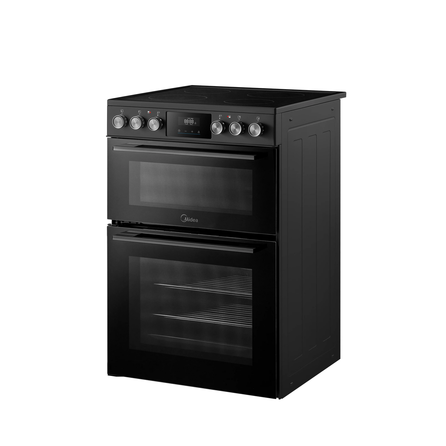 Midea MFO24EME4R118-BK 60cm Double Oven FS Cooker with Ceramic Hob AA Rated in Black