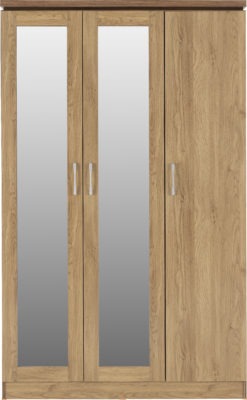 Charles 3 Door All Hanging Mirrored Wardrobe
Oak Effect Veneer with Walnut Trim