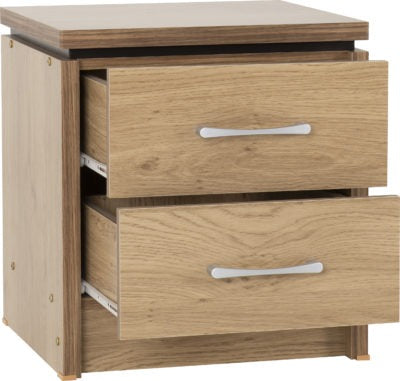 Charles 2 Drawer Bedside
Oak Effect Veneer with Walnut Trim