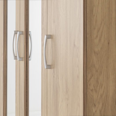Charles 3 Door All Hanging Mirrored Wardrobe
Oak Effect Veneer with Walnut Trim