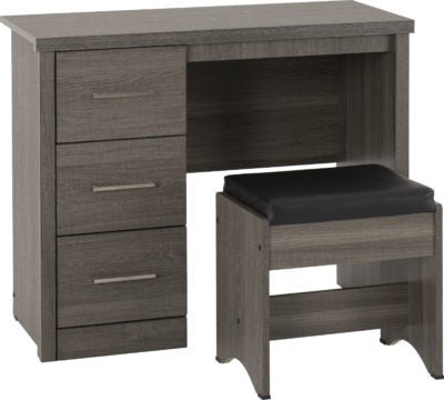 Lisbon 2 Piece Dressing Table Set
Black Wood Grain/Black Faux Leather