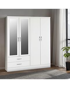 Nevada 4 Door 2 Drawer Mirrored Wardrobe