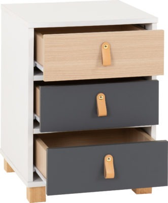 Brooklyn 3 Drawer Bedside
Oak Effect/Grey