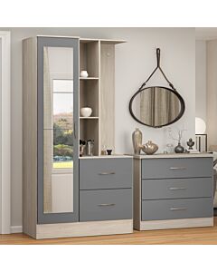 Nevada Mirrored Open Shelf Wardrobe
