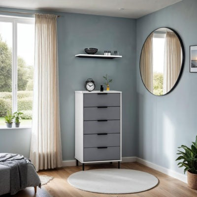 Madrid 5 Drawer Chest
Grey/White Gloss