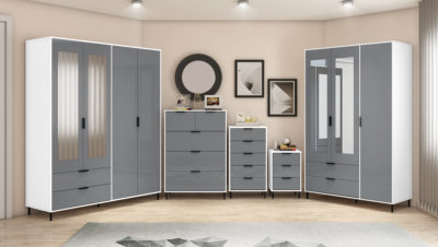 Madrid 5 Drawer Chest
Grey/White Gloss