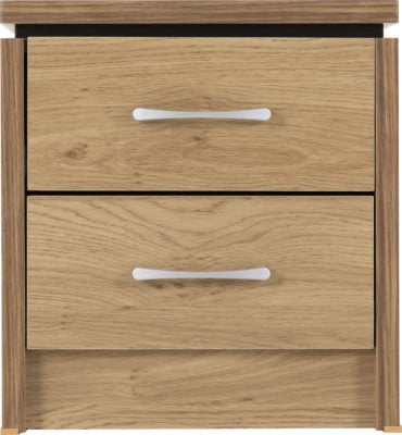 Charles 2 Drawer Bedside
Oak Effect Veneer with Walnut Trim