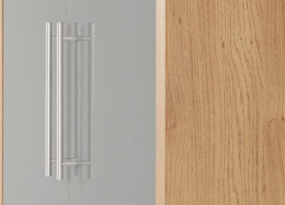 Seville 2 Door Wardrobe
Grey High Gloss/Light Oak Effect Veneer
