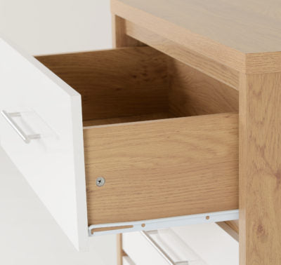 Seville 3 Drawer Chest
White High Gloss/Light Oak Effect Veneer