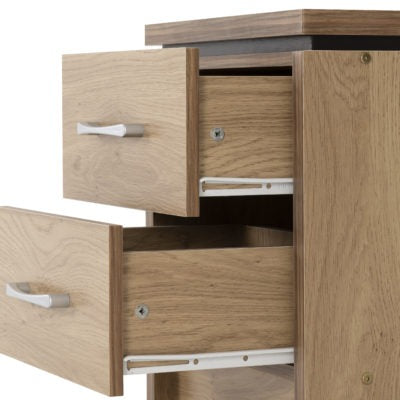 Charles 2 Drawer Bedside
Oak Effect Veneer with Walnut Trim
