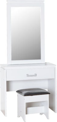 Charles 1 Drawer Dressing Table Set
White/Black Faux Leather