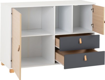 Brooklyn 2 Door 2 Drawer Storage Chest
Oak Effect/Grey