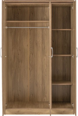 Charles 3 Door All Hanging Mirrored Wardrobe
Oak Effect Veneer with Walnut Trim