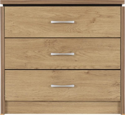 Charles 3 Drawer Chest
Oak Effect Veneer with Walnut Trim