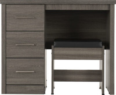 Lisbon 2 Piece Dressing Table Set
Black Wood Grain/Black Faux Leather