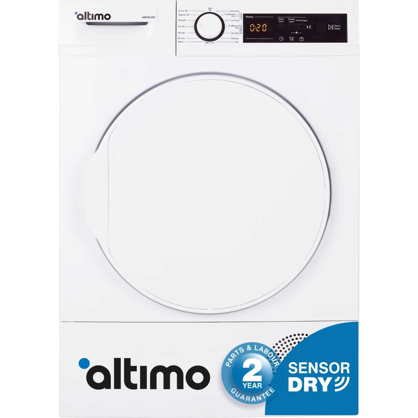 Altimo AHPD912W 9kg Heat Pump Tumble Dryer - White
