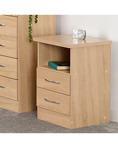 Nevada 2 Drawer Bedside - Sonoma Oak Effect