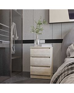 Malvern 3 Drawer Bedside - Urban Snow