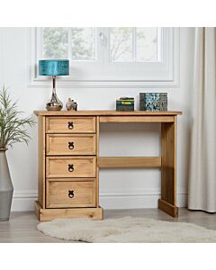 Corona 4 Drawer Dressing Table - Distressed Waxed Pine