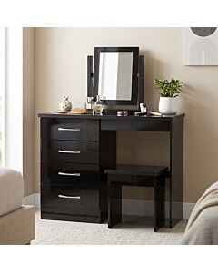 Nevada Dressing Table Set - Black Gloss