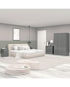 Denver 3 Door Wardrobe Bedroom Set - Grey Gloss