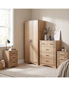 Tessa 2 Door Wardrobe Bedroom Set - Natural Oak Effect