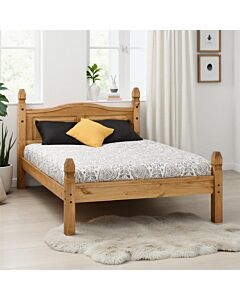 Corona 4'6" Low End Bed - Distressed Waxed Pine