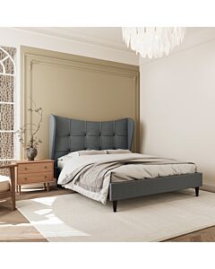 Verona 4'6" Bed - Grey Fabric