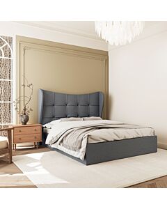 Verona 4'6" Ottoman Bed - Grey Fabric
