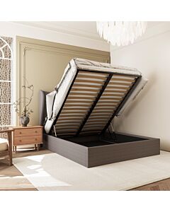 Verona 4'6" Ottoman Bed - Brown Fabric