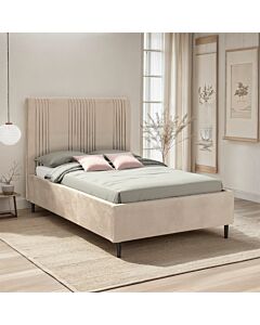 Maine 4'6" Bed - Taupe Velvet Fabric
