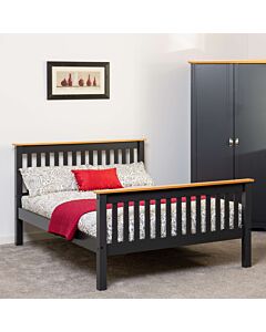 Monaco 5' High End Bed - Dark Grey/Oak Effect
