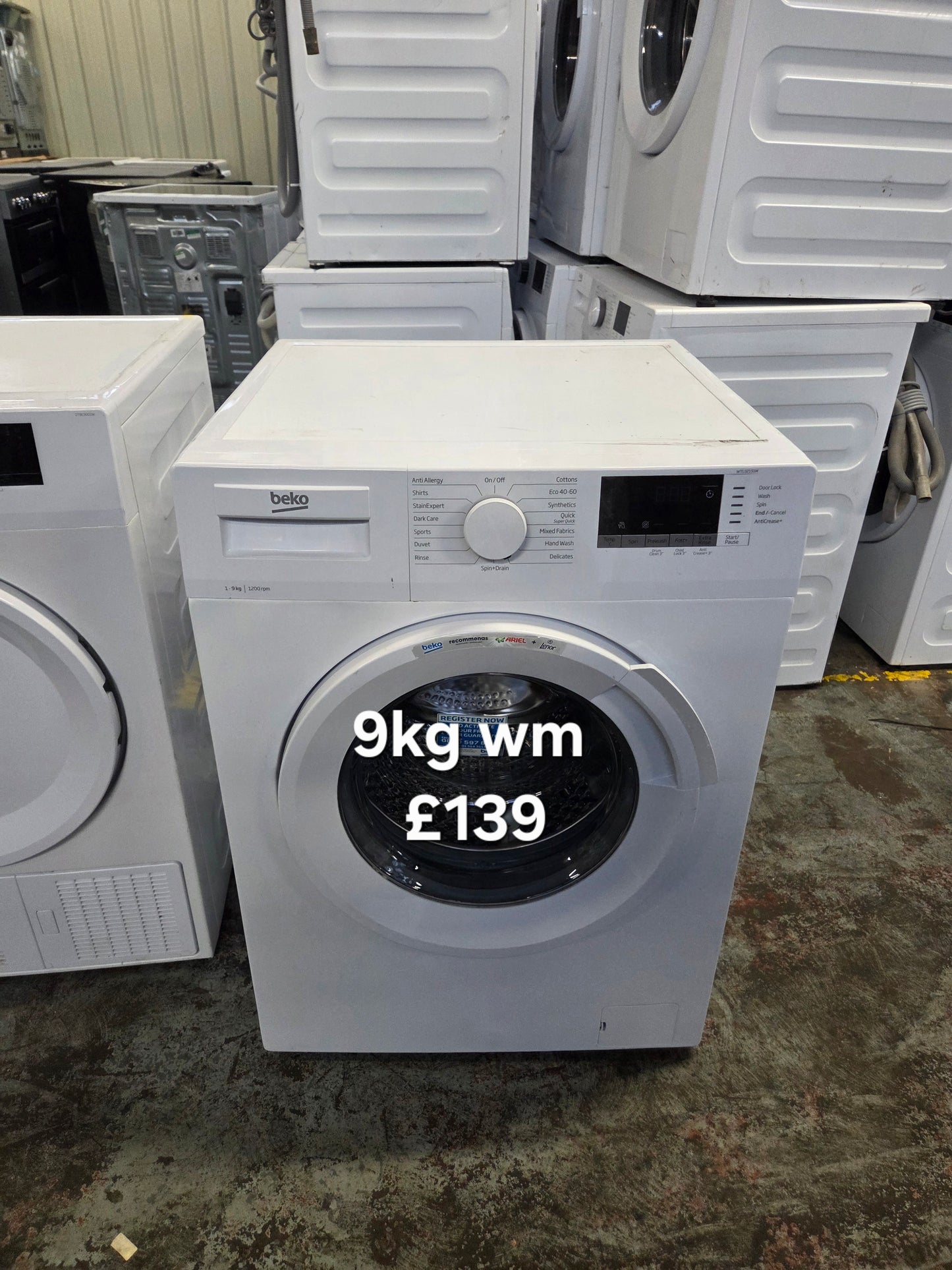 Beko 9kg washing machine 🌟 Free Delivery 🌟 120 Days Warranty 🌟