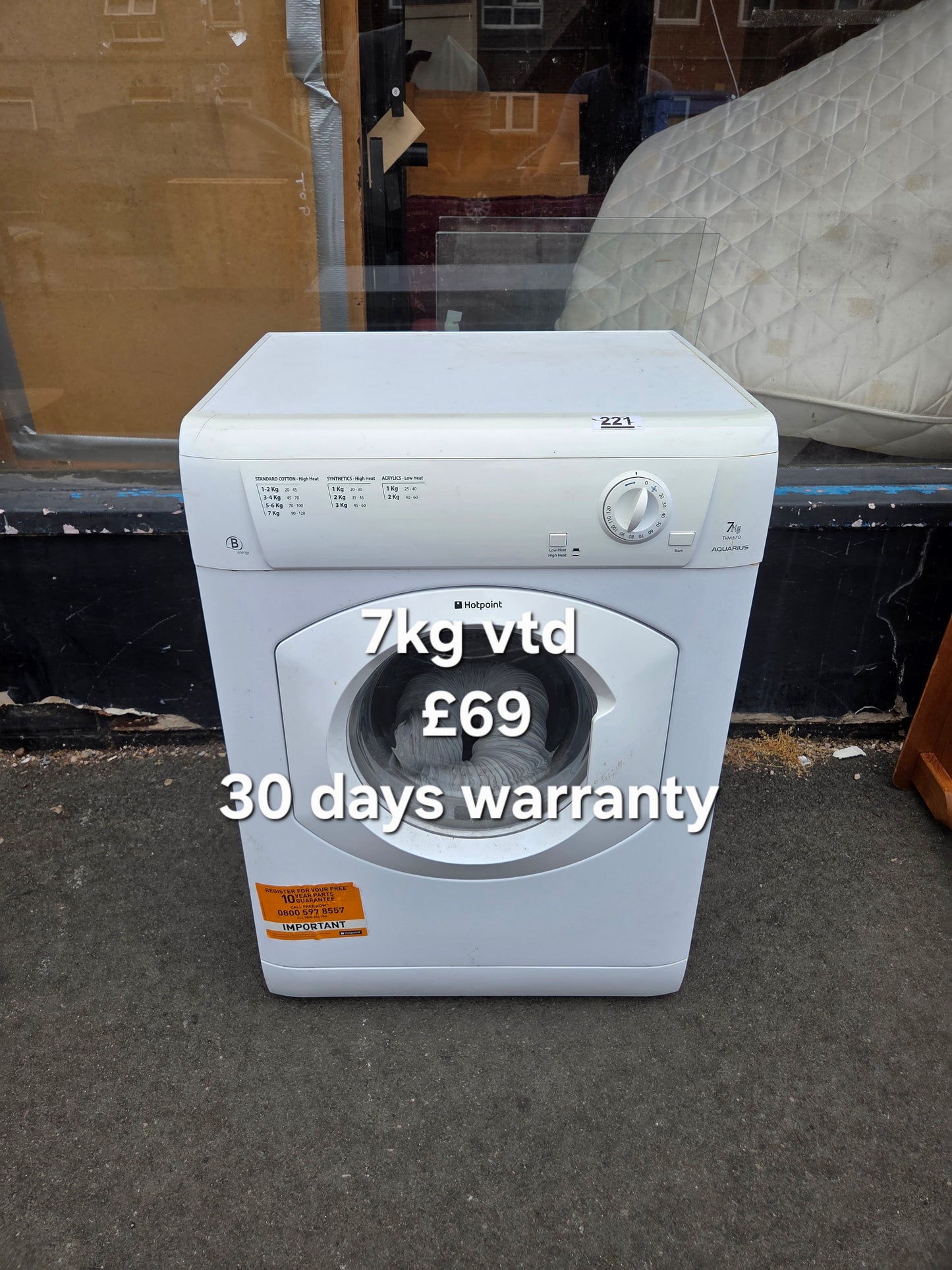 Hotpoint 7kg vented dryer 🌟 Free Delivery 🌟 30 Days Warranty 🌟